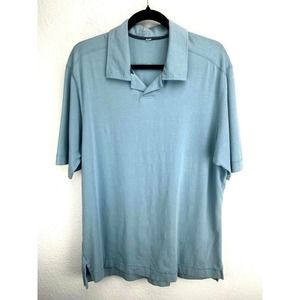 Lululemon Polo Shirt Cotton Men Size XL Blue Short Sleeve Back Pocket